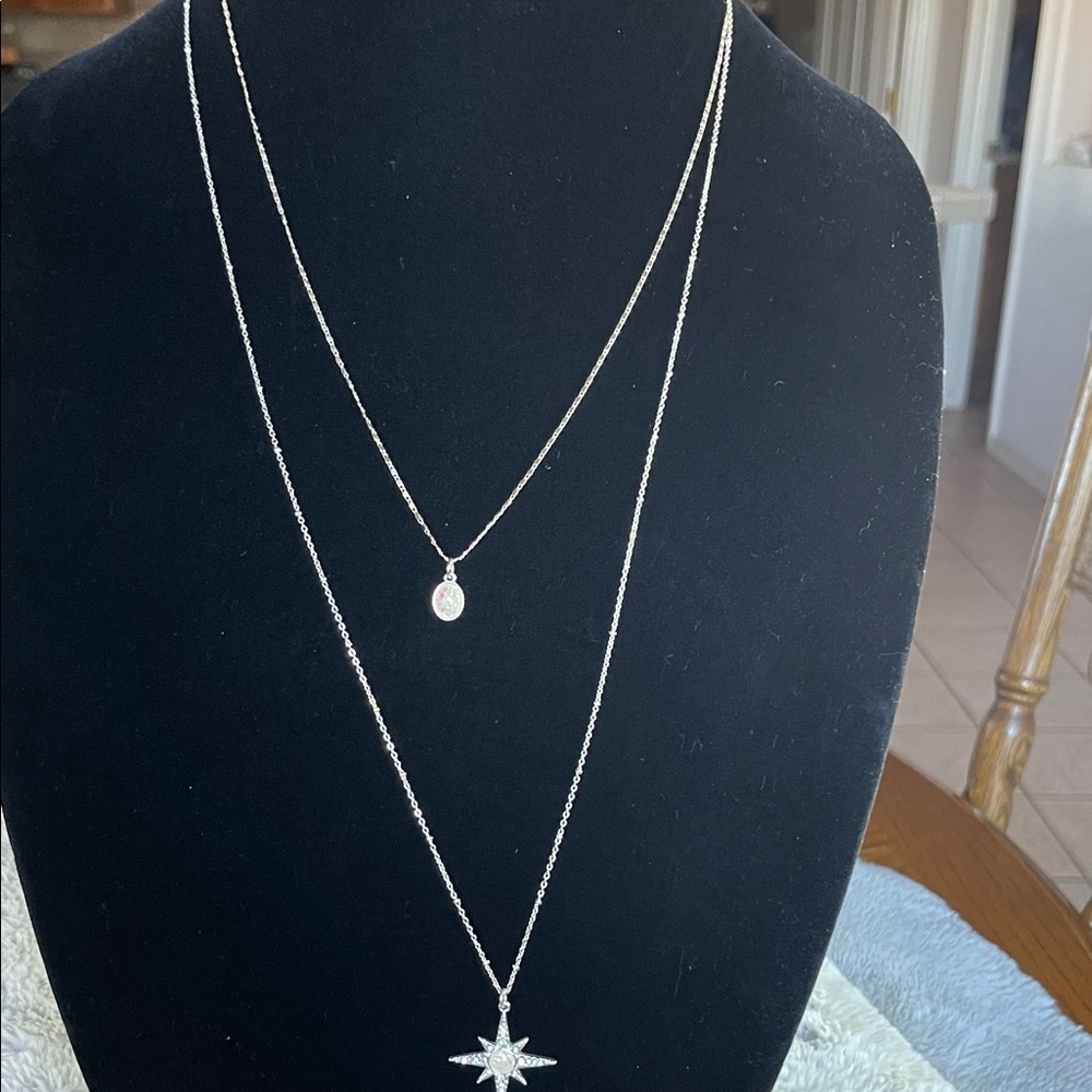 Liz Claiborne Silver Double Layer Star Necklace - Picture 4 of 6
